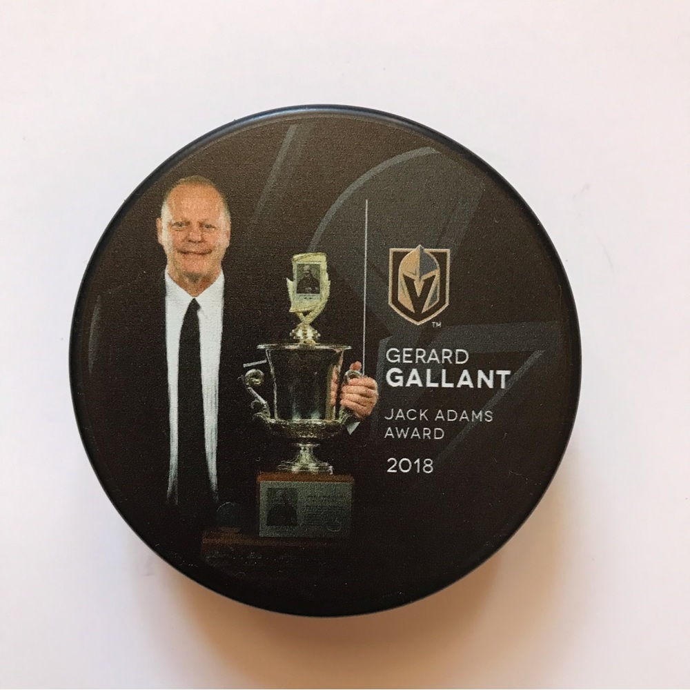 Vegas Golden Knights Gerard Gallant Official Hockey Puck 2018 Jack Adams Award